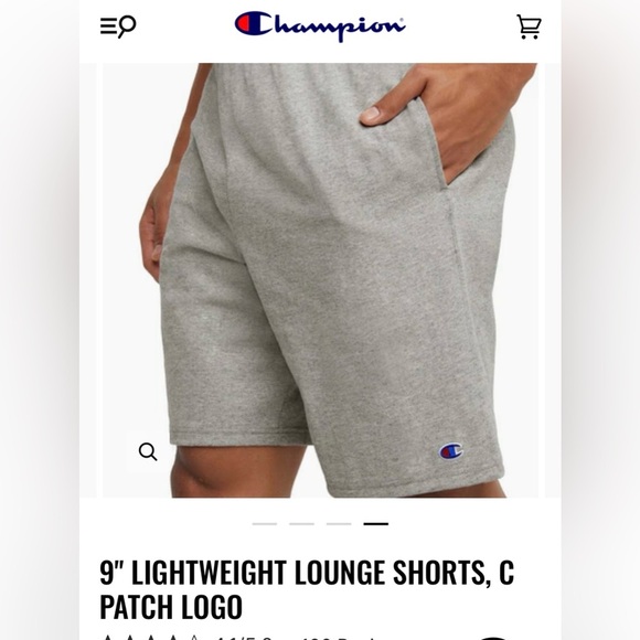 Champion Men's 9" LIGHTWEIGHT LOUNGE SHORTS, C PATCH LOGO Size Medium - Picture 1 of 9
